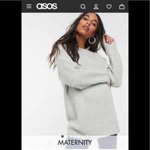 New Look Maternity longline sweater in light gray